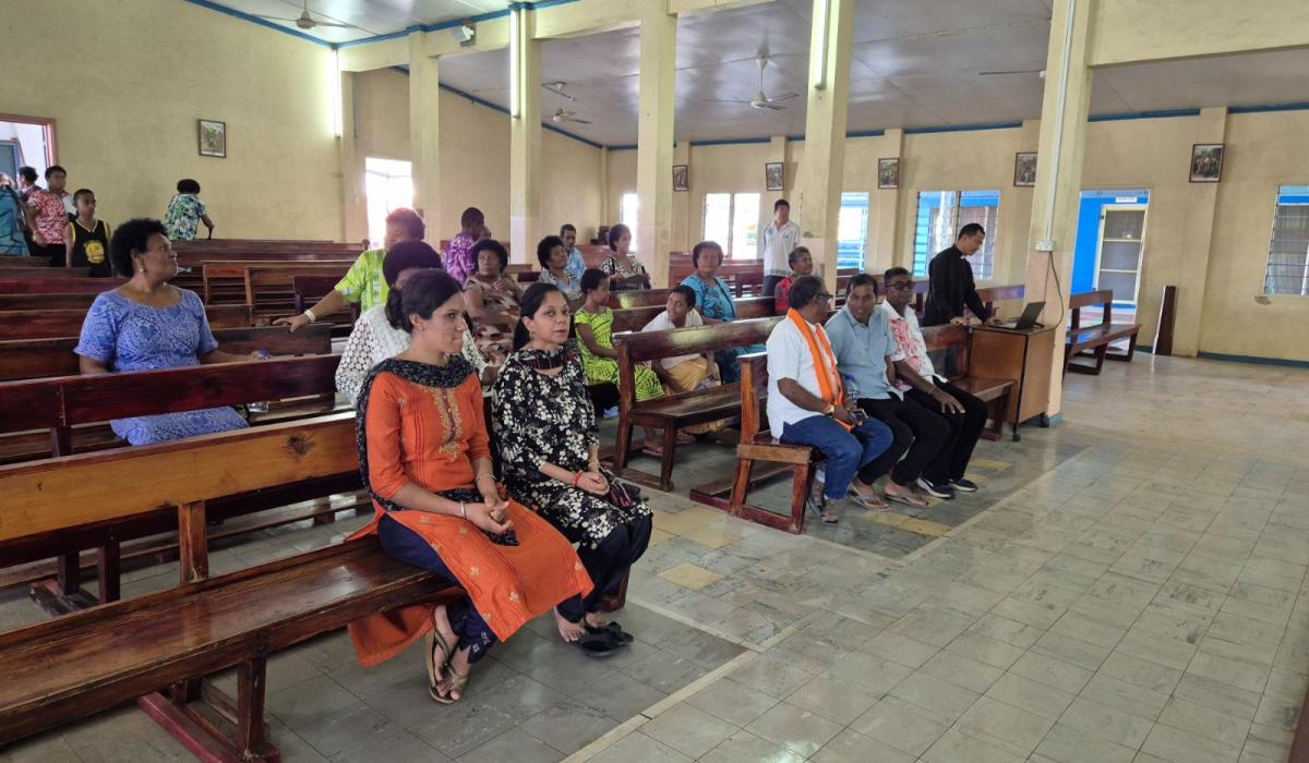 Fr. Francis as a religious leader welcomes members from different religions to hear/share the beliefs and practices of the Catholic faith. - Photo: Pescila Magdalin