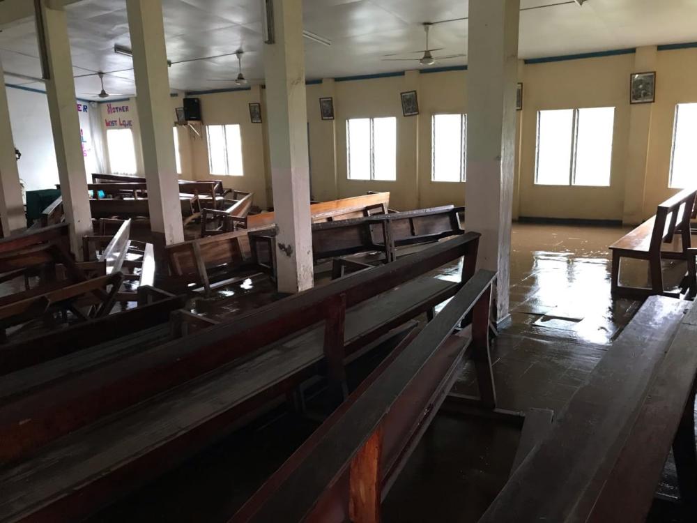 Muddy water inundates the church - Photo: Fr Carlo Jung