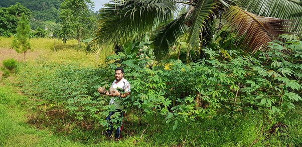 Paula Waqa gardening in Fiji 