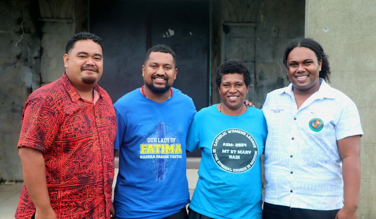 Columban JPIC Coordinator – Noa Tuivunilagi (far left) with fellow youths at the 2026 Central Eastern Youth Rally at the St. John the Apostle Parish in Natovi, where he delivered a session on Laudato Si' to youths. Photo: Noa Mervyn Tuivunilagi