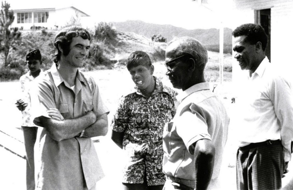 Fr Frank Hoare with Gabriel, Mr Pitch Muttu, and Mr Emosi Caniogo (of Labasa)