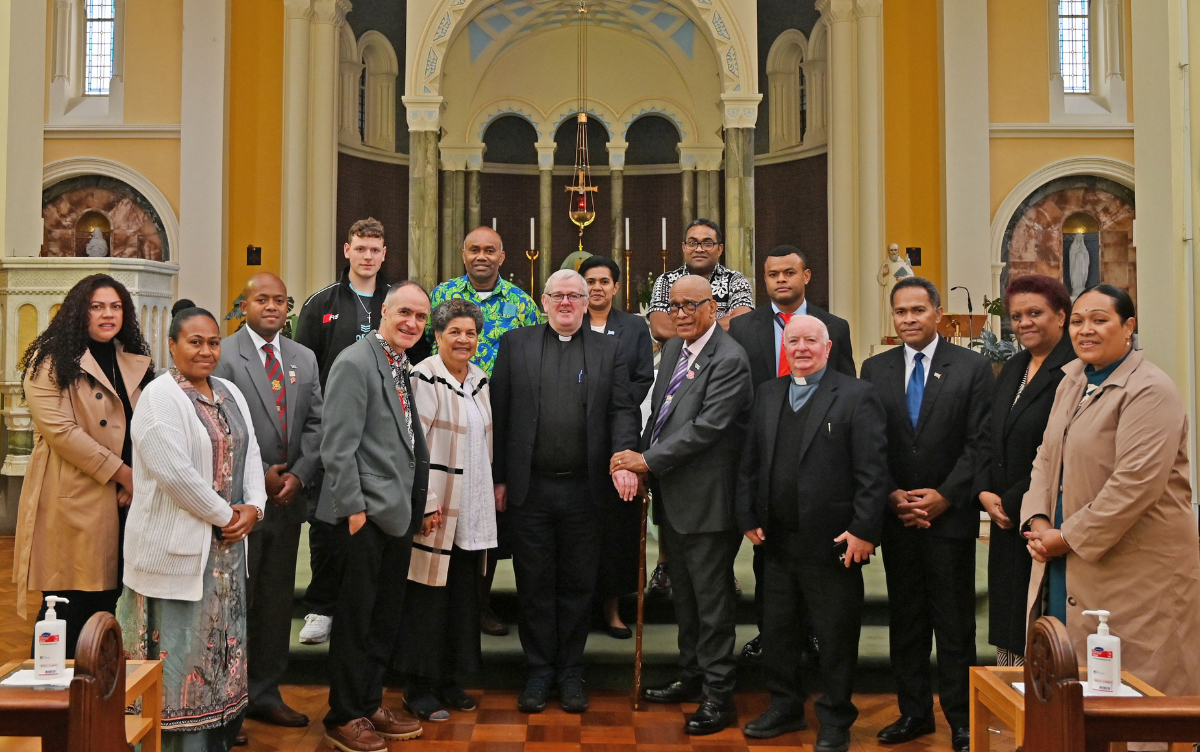 Group Photo of the entourage in the College Chapel. Photo: Fiji Government.